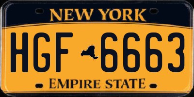 NY license plate HGF6663