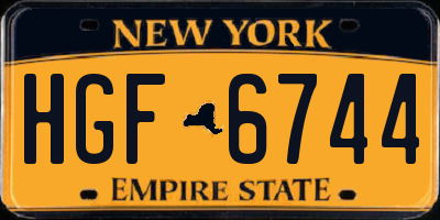 NY license plate HGF6744