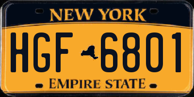 NY license plate HGF6801