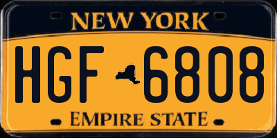 NY license plate HGF6808