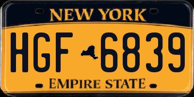 NY license plate HGF6839