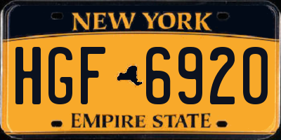 NY license plate HGF6920