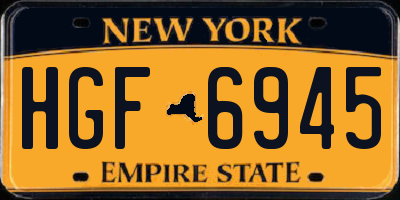 NY license plate HGF6945