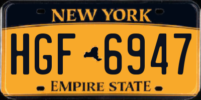 NY license plate HGF6947