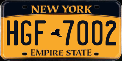 NY license plate HGF7002