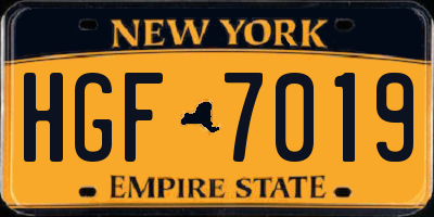 NY license plate HGF7019