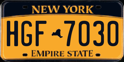 NY license plate HGF7030