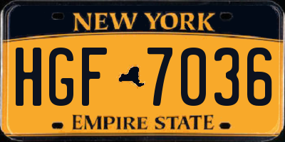 NY license plate HGF7036
