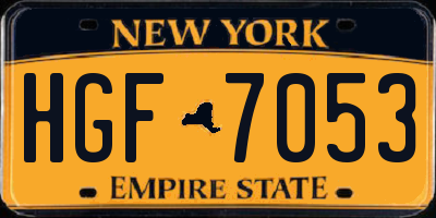 NY license plate HGF7053