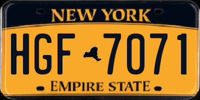 NY license plate HGF7071