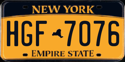 NY license plate HGF7076