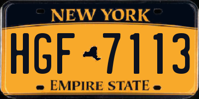 NY license plate HGF7113