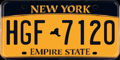 NY license plate HGF7120