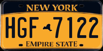 NY license plate HGF7122
