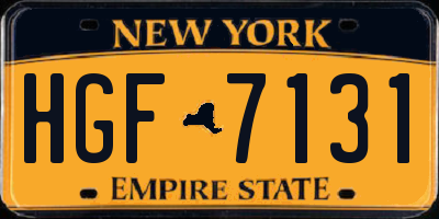 NY license plate HGF7131