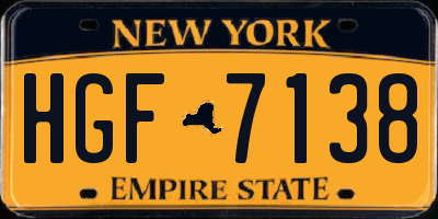 NY license plate HGF7138