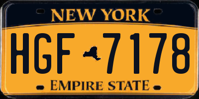 NY license plate HGF7178