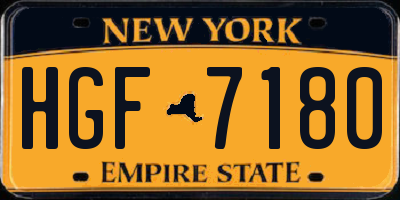NY license plate HGF7180