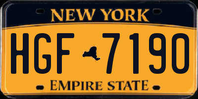 NY license plate HGF7190
