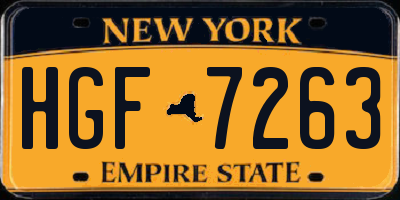 NY license plate HGF7263