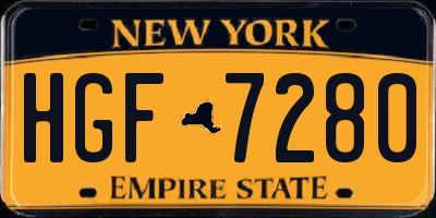 NY license plate HGF7280
