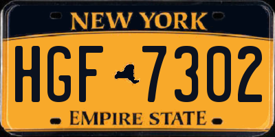 NY license plate HGF7302
