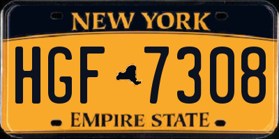 NY license plate HGF7308