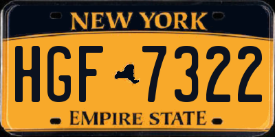 NY license plate HGF7322