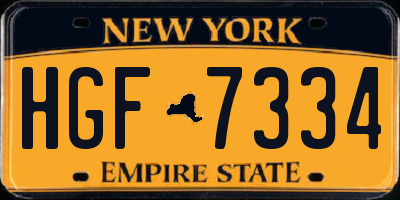 NY license plate HGF7334