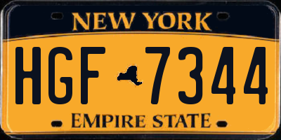 NY license plate HGF7344