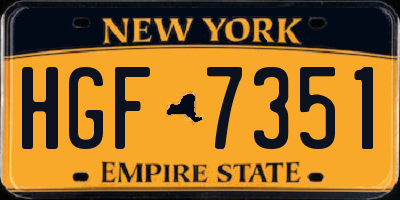 NY license plate HGF7351