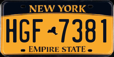 NY license plate HGF7381