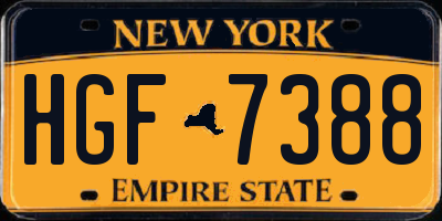 NY license plate HGF7388