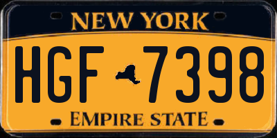 NY license plate HGF7398