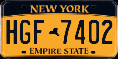 NY license plate HGF7402