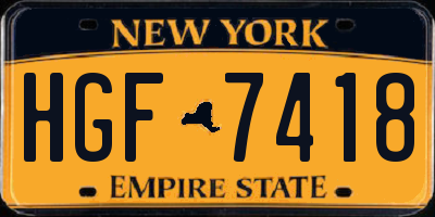 NY license plate HGF7418
