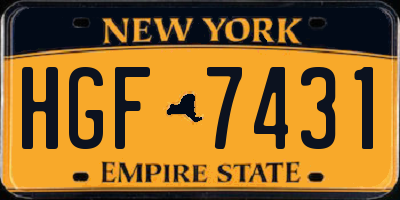 NY license plate HGF7431