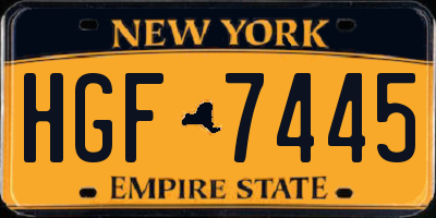 NY license plate HGF7445