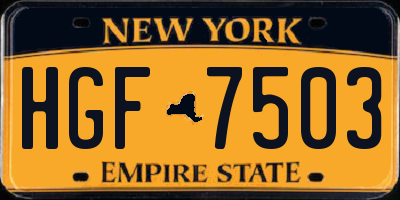 NY license plate HGF7503