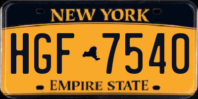 NY license plate HGF7540