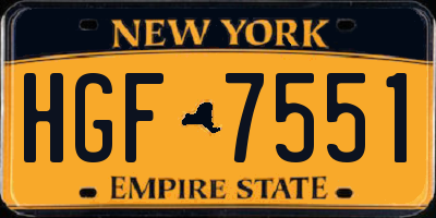 NY license plate HGF7551