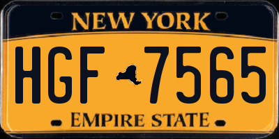 NY license plate HGF7565