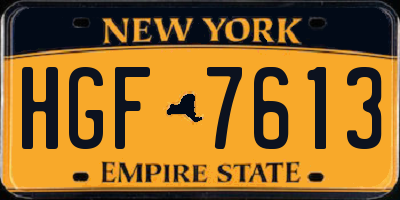 NY license plate HGF7613
