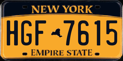 NY license plate HGF7615