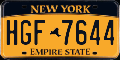 NY license plate HGF7644