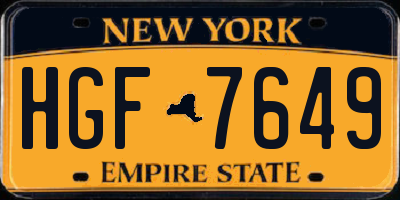 NY license plate HGF7649