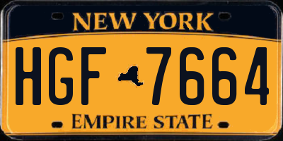NY license plate HGF7664