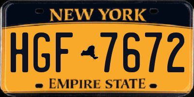 NY license plate HGF7672