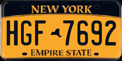 NY license plate HGF7692