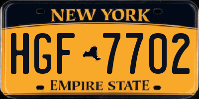NY license plate HGF7702